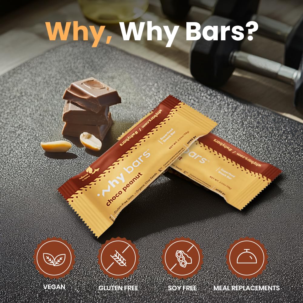 Why Bars, Healthy Snack Bars, Variety Pack, 2.04 Ounce Bars (Pack of 7) -Gluten Free Oats, Almond Butter, Chia Seeds, Superfood, Vegan, Clean Ingredients thumbnail