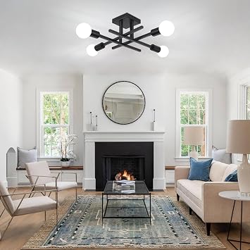 Modern Sputnik Ceiling Light Black Ceiling Lights Living Room 4 Lights