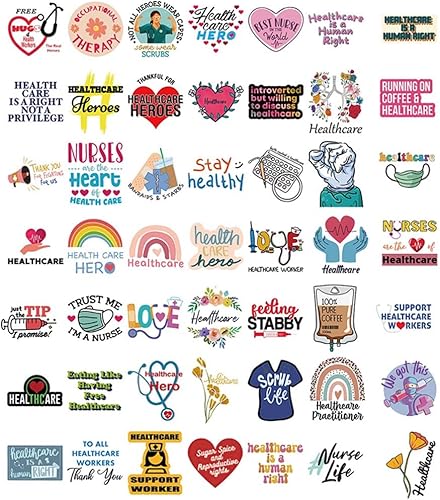 Miniatura 3 de Calcomanías para el cuidado de la salud, 50 unidades, calcomanías de vinilo impermeables para botellas de agua, laptop, equipaje, computadora,