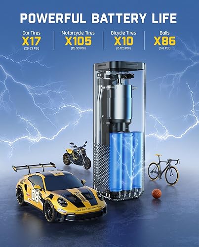 Miniatura 3 de Fanttik Compresor de aire portátil X8 APEX, inflado rápido de 1 minuto, inflador de neumáticos inalámbrico de 150 PSI con pantalla dual LED,