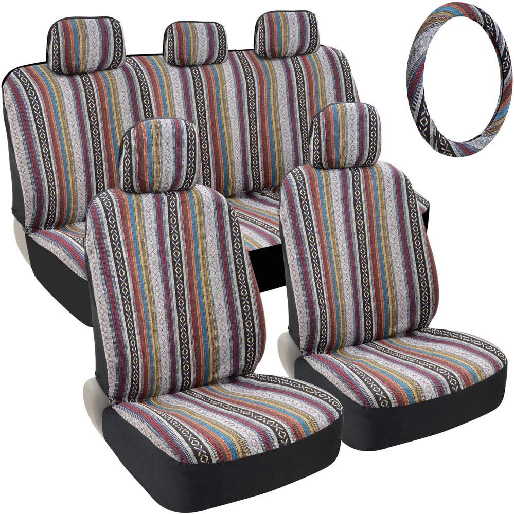 BDK Baja Blanket Car Seat Covers, Full Set with Steering Wheel Cover