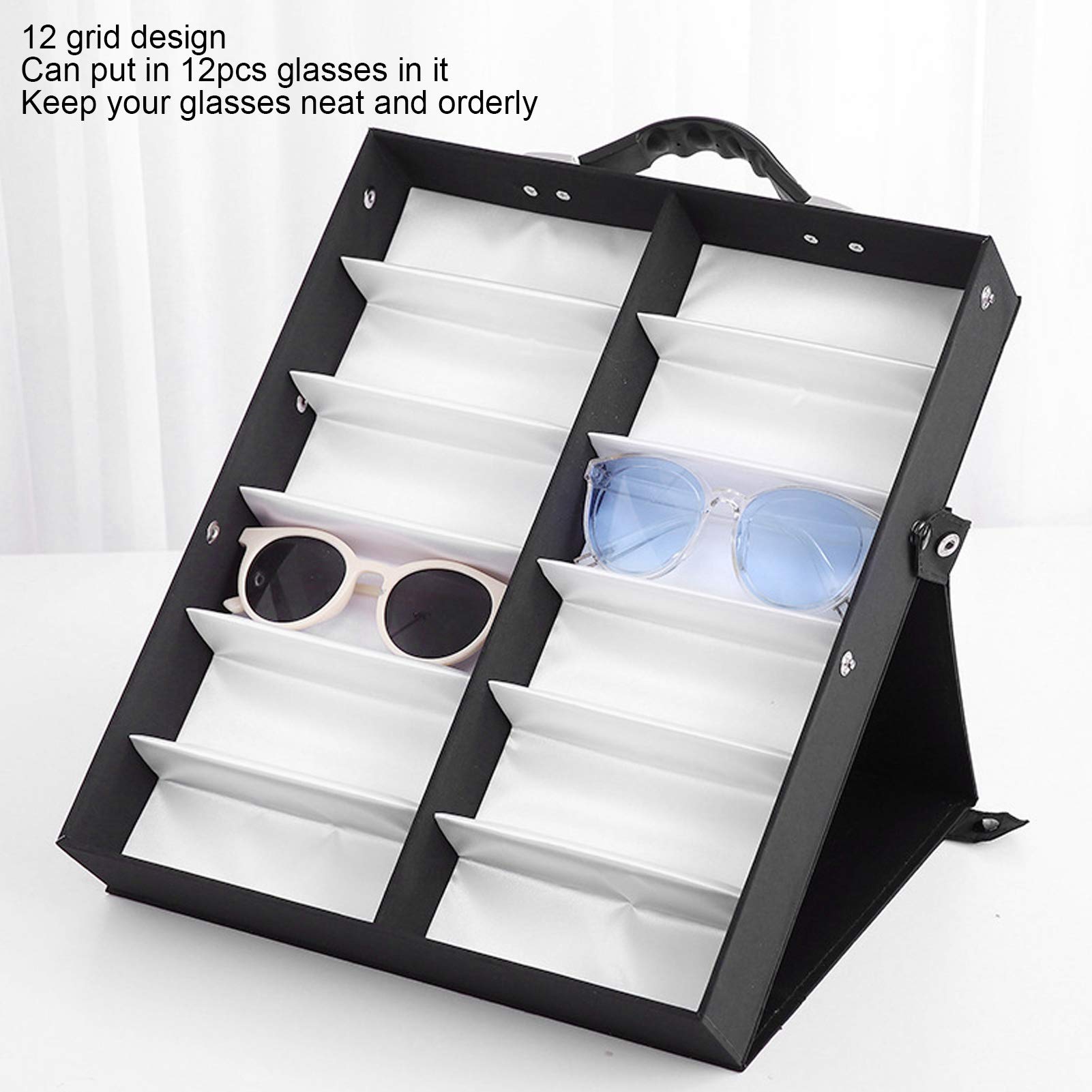 TOPINCN Organizador de Gafas, 12 Rejillas, Caja Expositora de Gafas Profesional, Estuche de Almacenamiento para de Sol para el Hogar y Mostradores