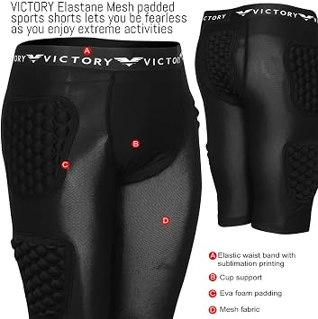 Protective Padded Compression Shorts for Snowboard, Skate, Ski, Football, Basketball - Hip, Butt and Tailbone Padding