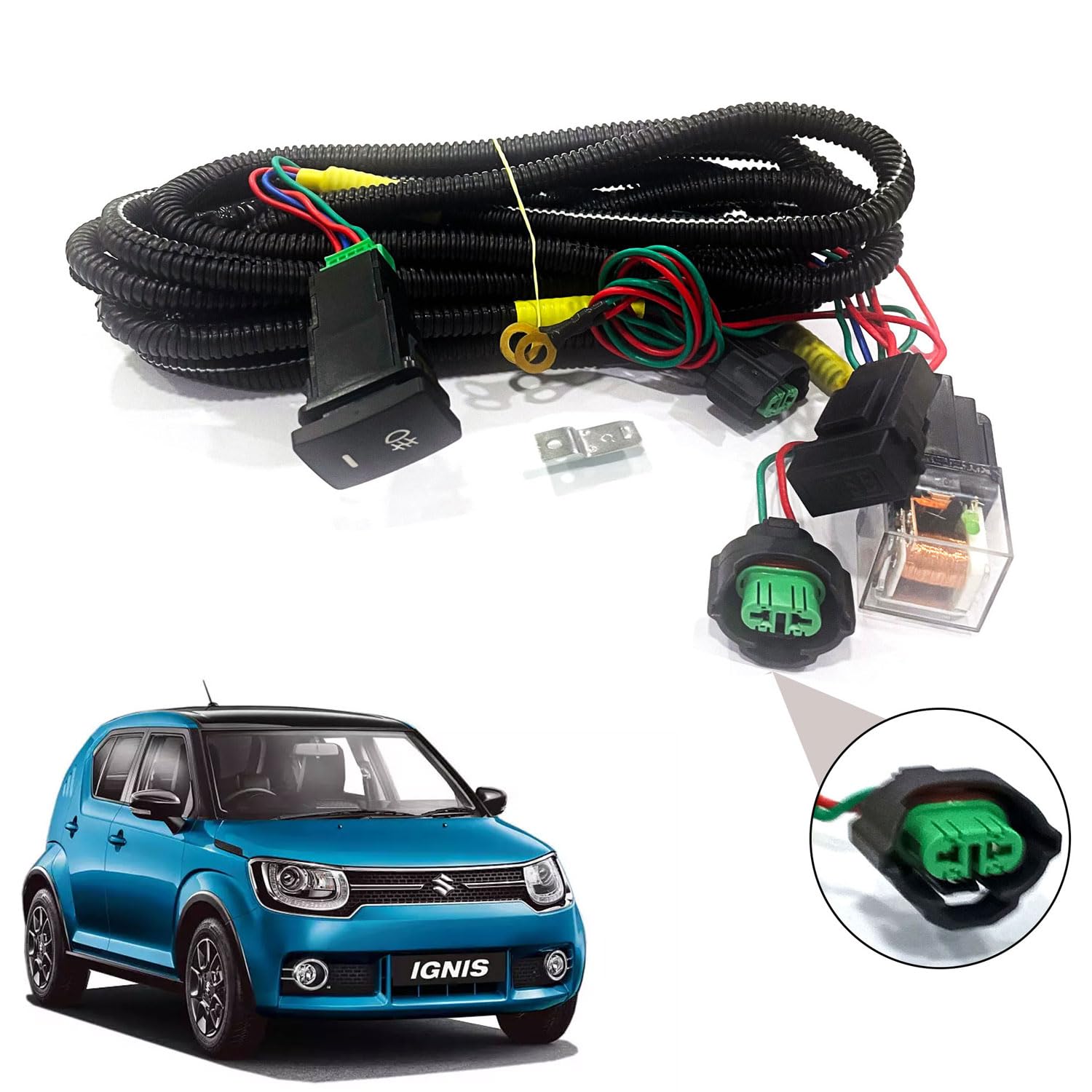 Auto Pearl Foglight Harness LED Indicator Harness Wiring Socket Switch Kit 12V/40A Relay for Ignis 2017-2019-picture-28