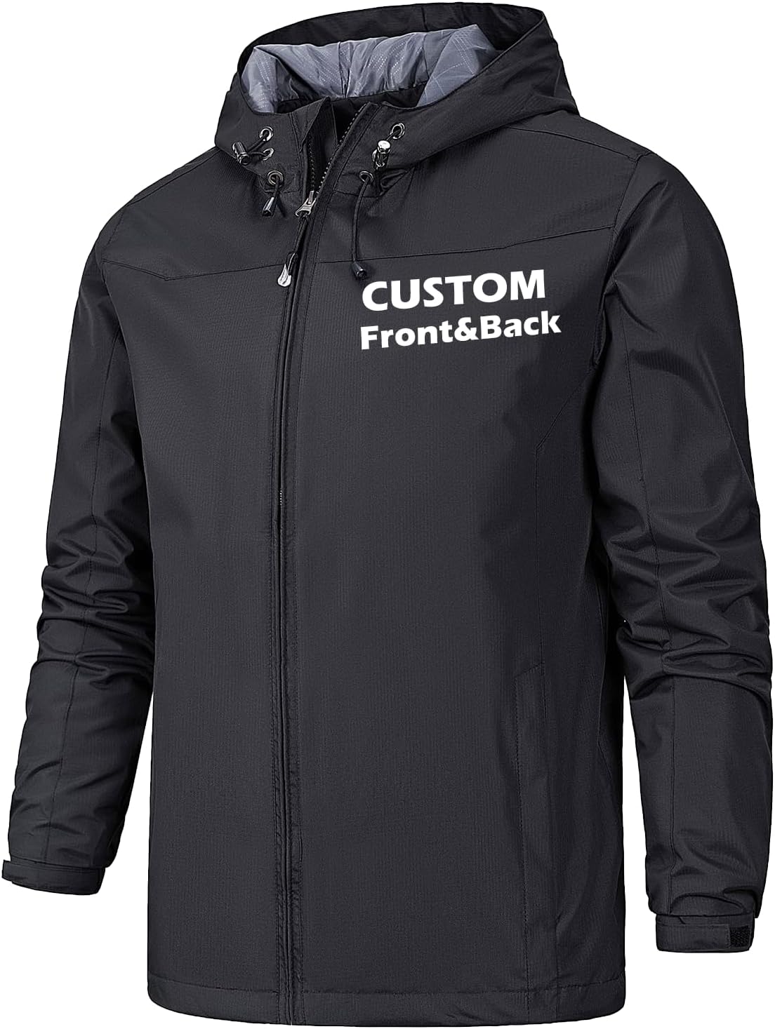 Custom Waterproof Jacket for Men Lightweight Windbreaker Rain Coat with Hood Add Your Logo