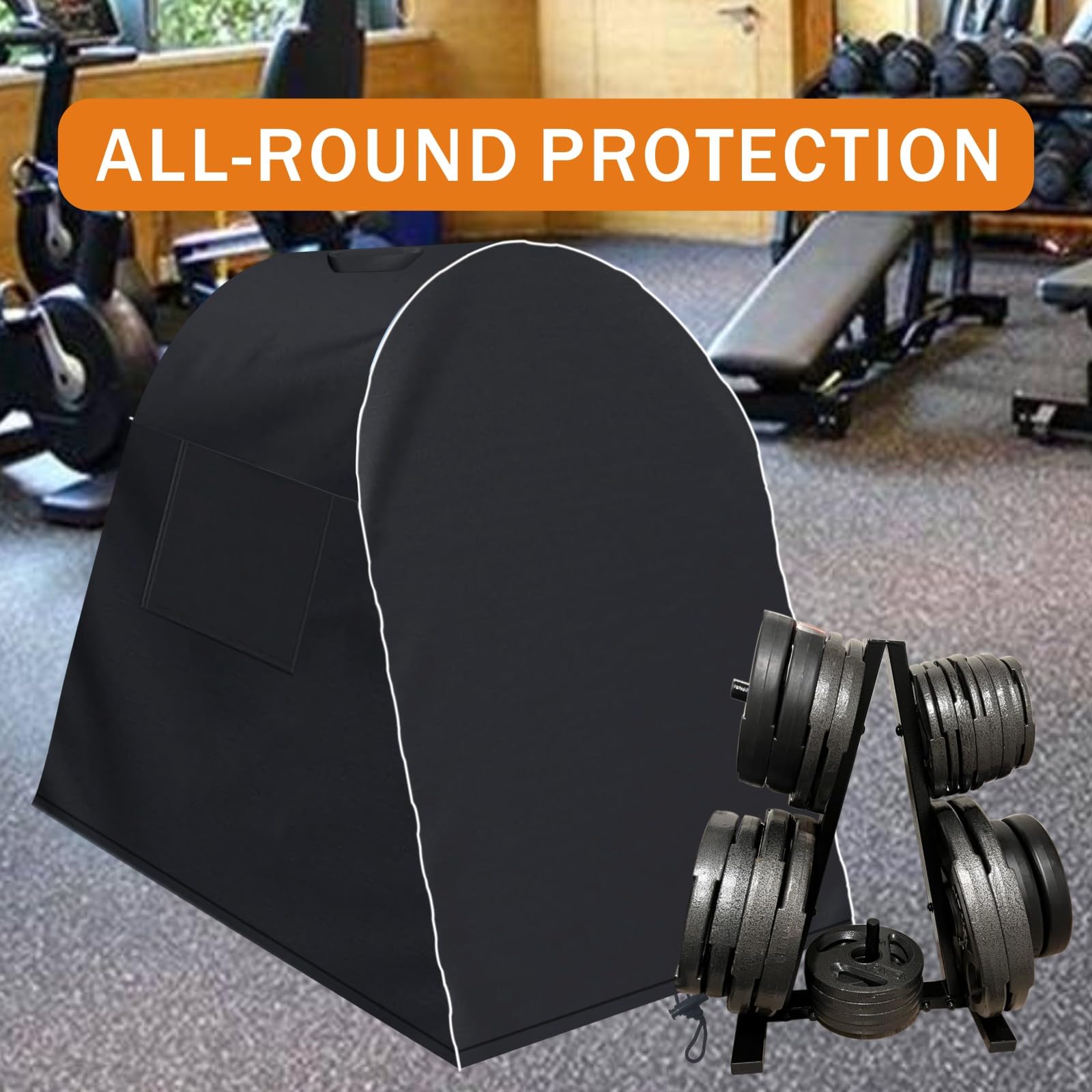 Cubierta de soporte para discos de pesas, placa de entrenamiento de fuerza, cubierta de árbol para gimnasio en casa, estante triangular para discos de pesas, a prueba de polvo, impermeable, resistente