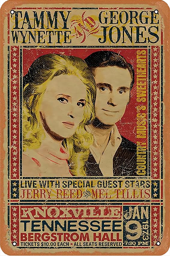Tammy Wynette and George Jones Vintage Concert Poster Iron On Transfer #1 Poster Retro Metal Tin Vintage Sign 12 X 8 Inch Bar Music Club Man Cave Room Wall Decor