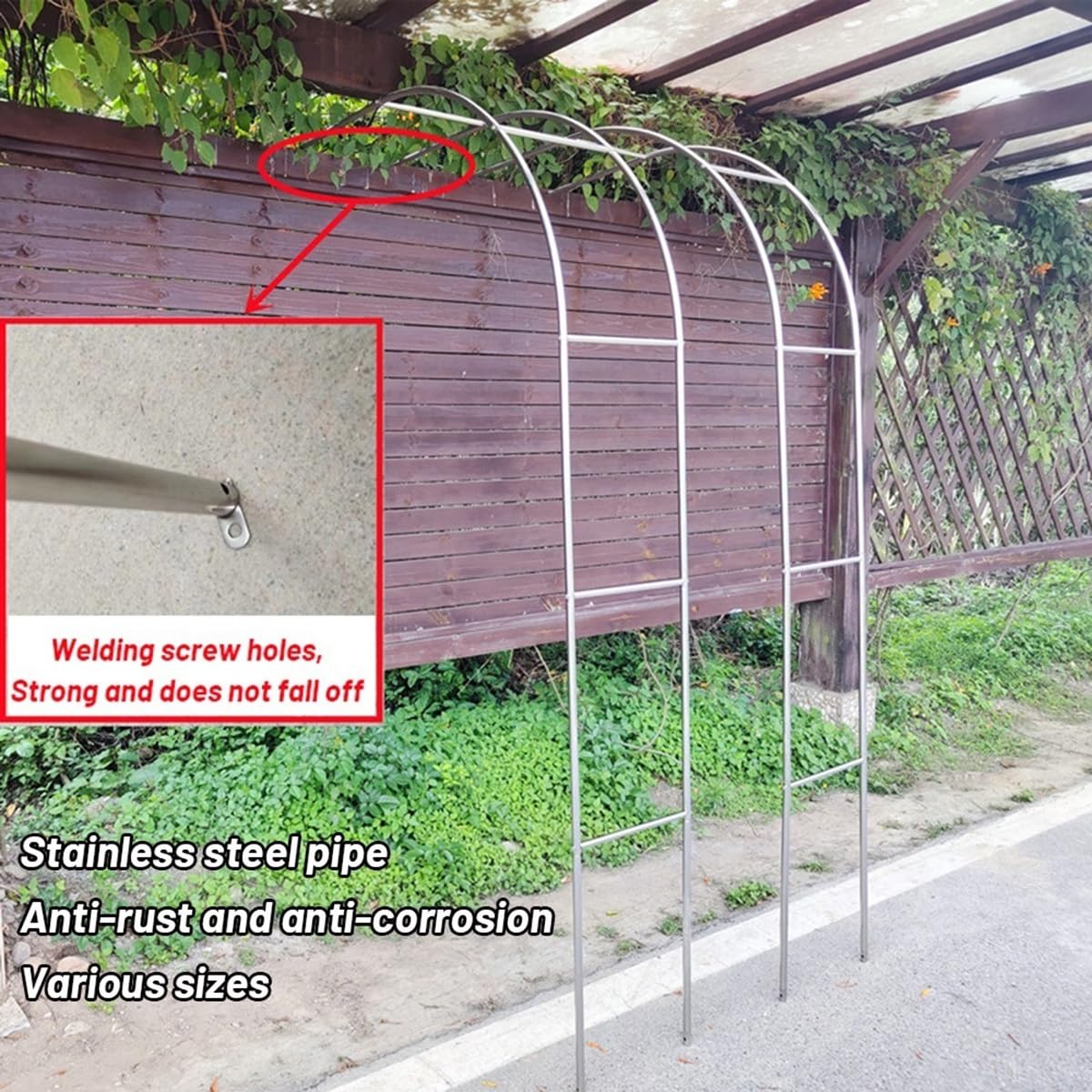 Treillis De Jardin en Demi-Arche, Support en Acier Inoxydable pour Plantes Grimpantes, Tonnelle en Arceau A Rosiers, Murale, Décoration De Jardin(290 * 240cm (9.5 * 7.9ft))
