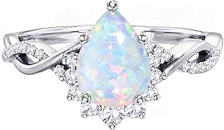 Pear-Cut Opal Engagement Ring for Women,s925 Sterling Silver 1.5CT Teard...