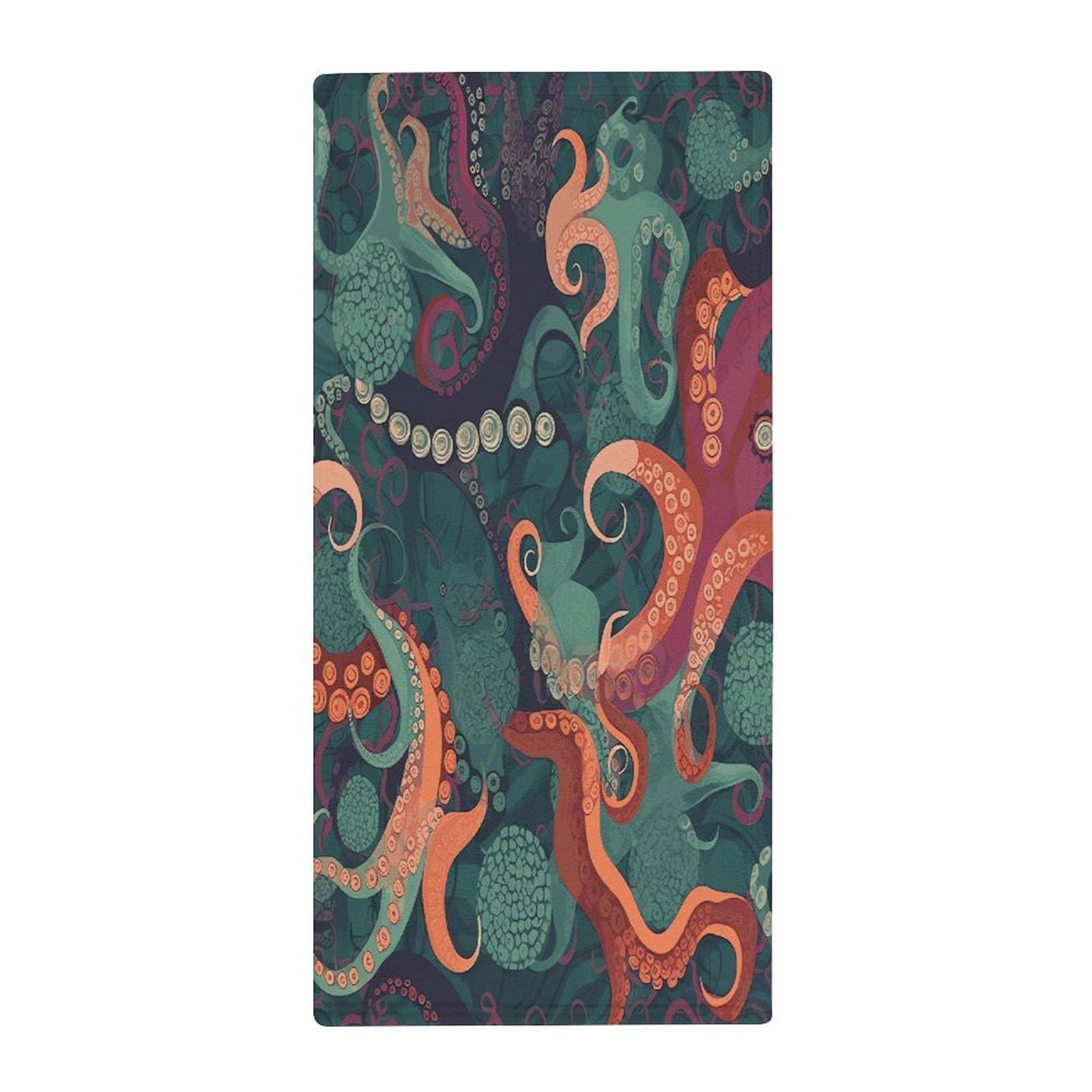 FekiLoot Abstract Octopus Hand Towels Coral Velvet Highly Absorbent Towel,Classic Luxury Printed Hand Towels Soft Hands Face Towel for Bathroom Kitchen Salon Workout 13.8 X 28.7 in