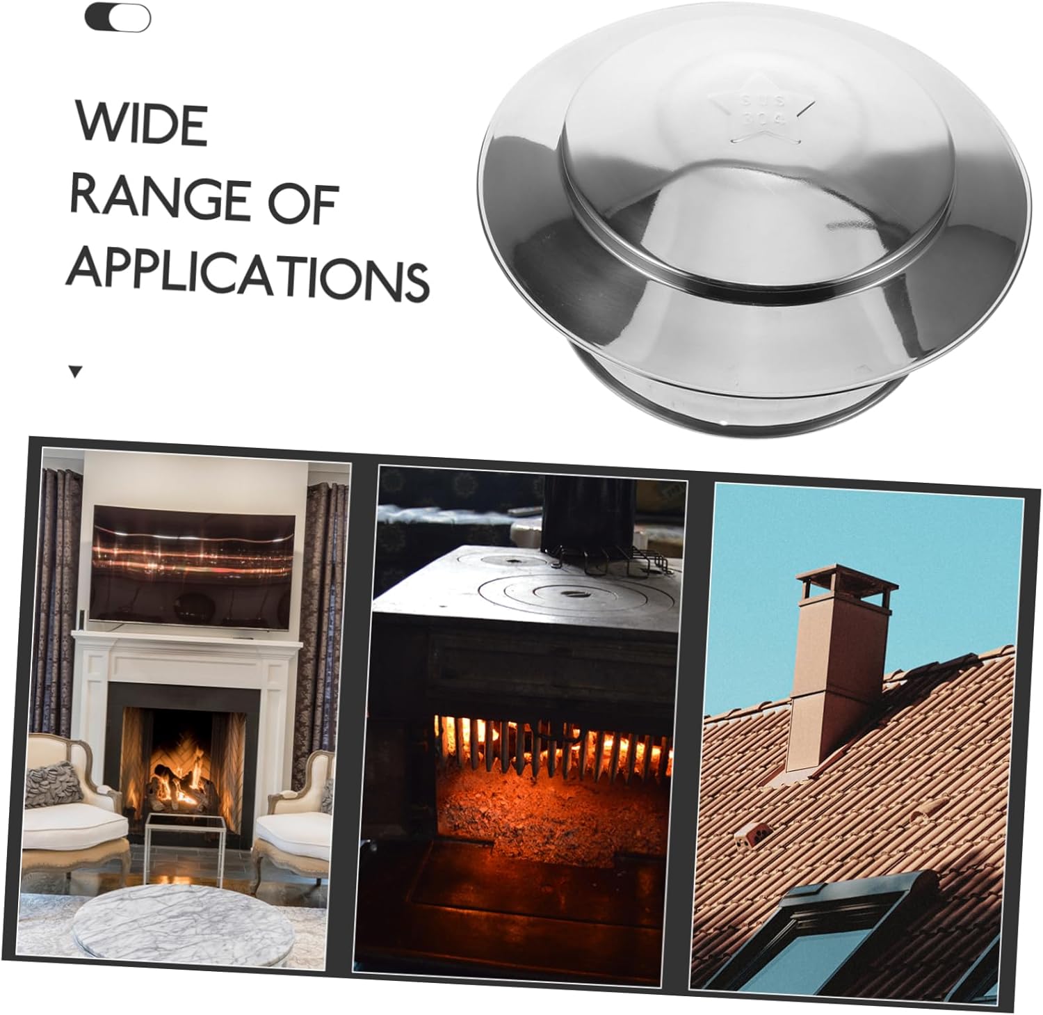 Ventilation Chimney Cap Stainless Steel Flue Cap for Outdoor Use Design Blocks Rain Construction for Various Chimney