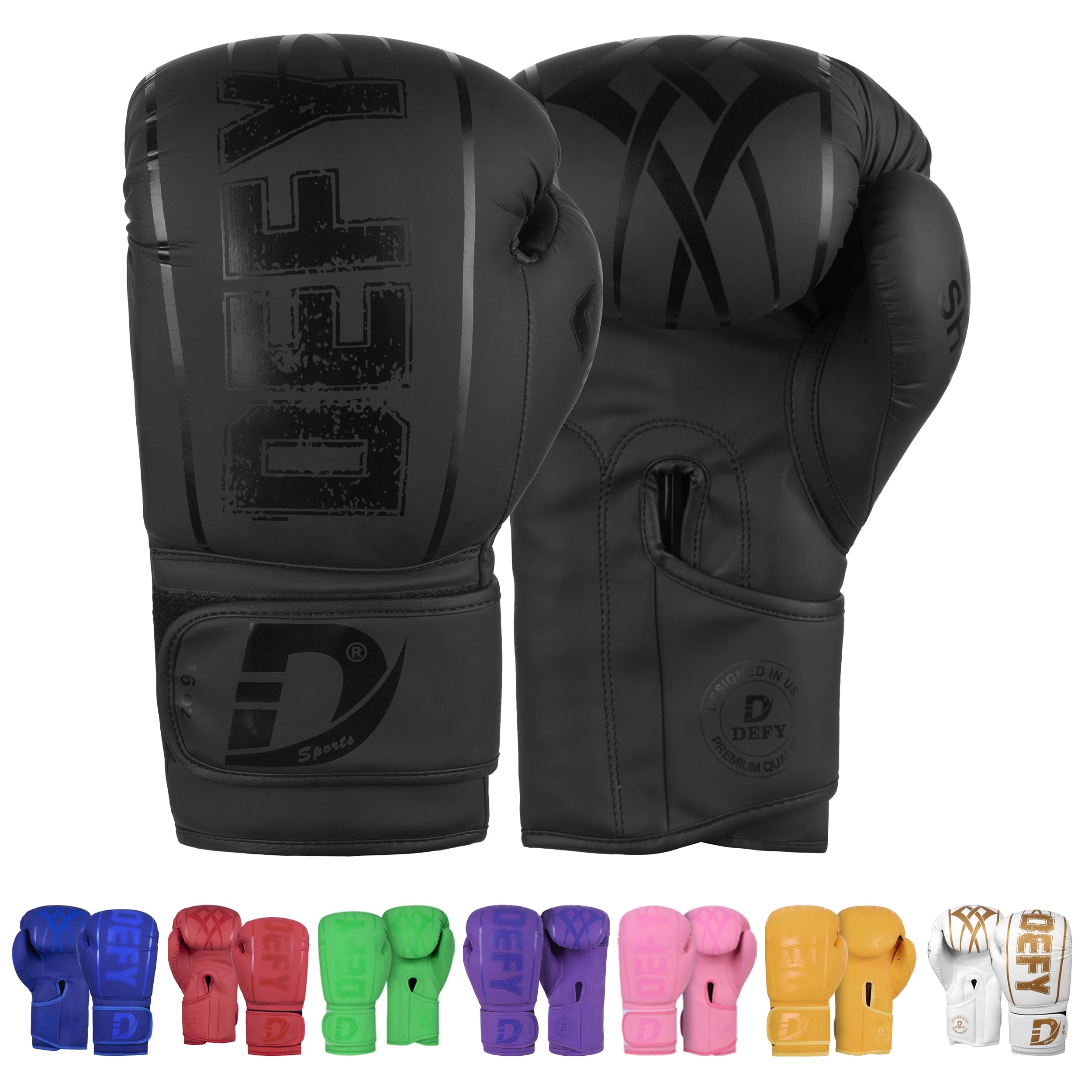 DEFY Boxing Gloves for Men & Women - Premium Quality Synthetic Leather Boxing Gloves for Training - Perfect for Punching Heavy Bags, Sparring, & Fighting Gloves
