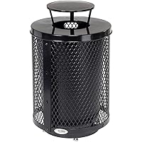 Vista 1 de Global Industrial Bote de basura de acero de diamante para exteriores con tapa para capó de lluvia, base elevada y forro de plástico, capacidad