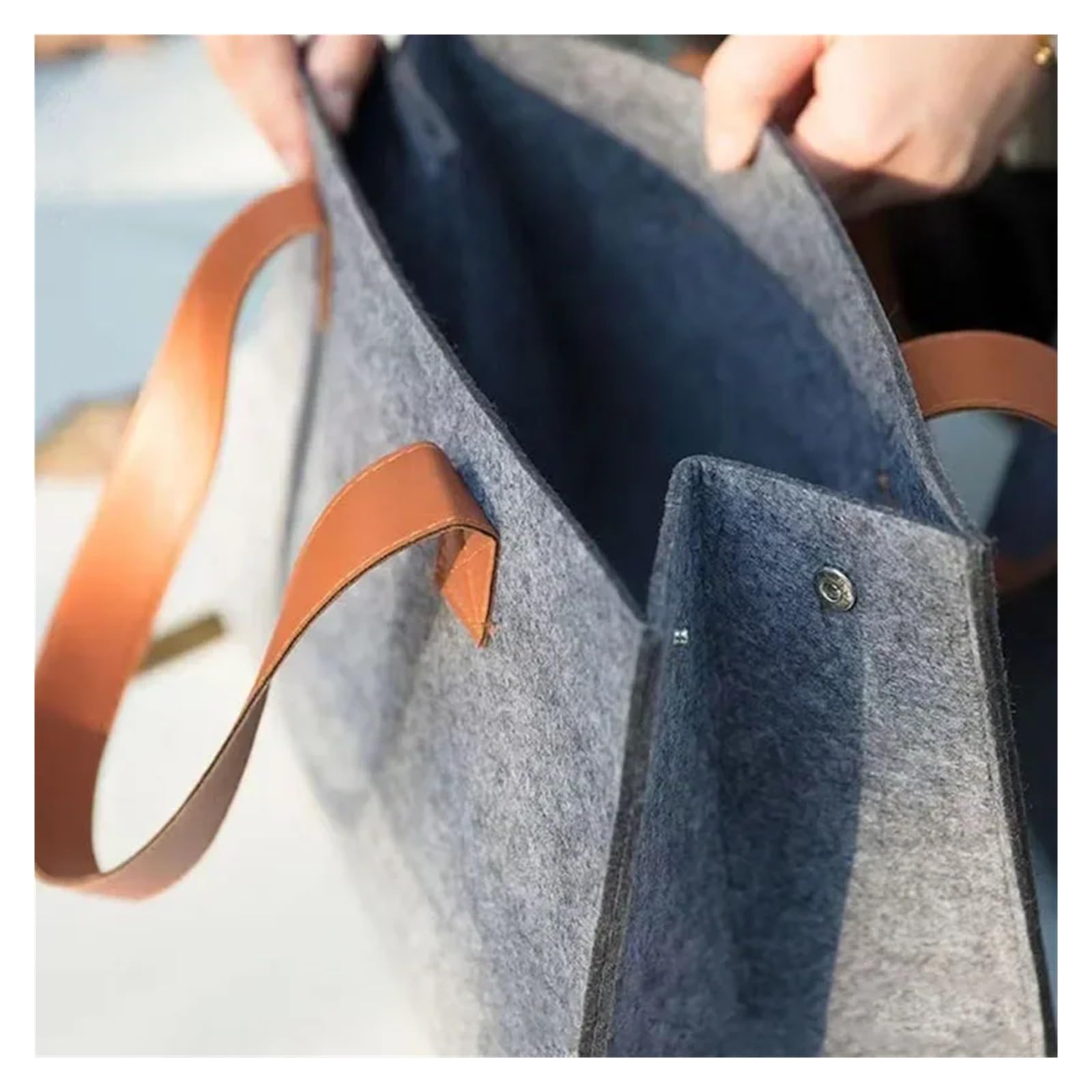 grey Felt Tote Bag Packaging Ladies Laptop Shoulder Large Capacity Storage Für Outdoor Trips, Picknick