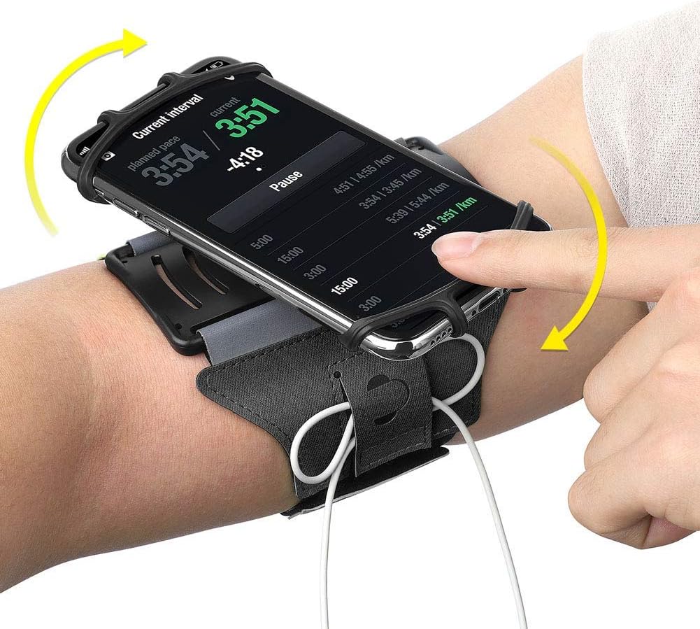 Pokanic Cellphone Armband 180° Rotatable Key Holder Light Weight for Hiking Biking Walking Running Gym Sports Exercise Fitness Compatible with iPhone Galaxy Pixel LG Sony (Black)