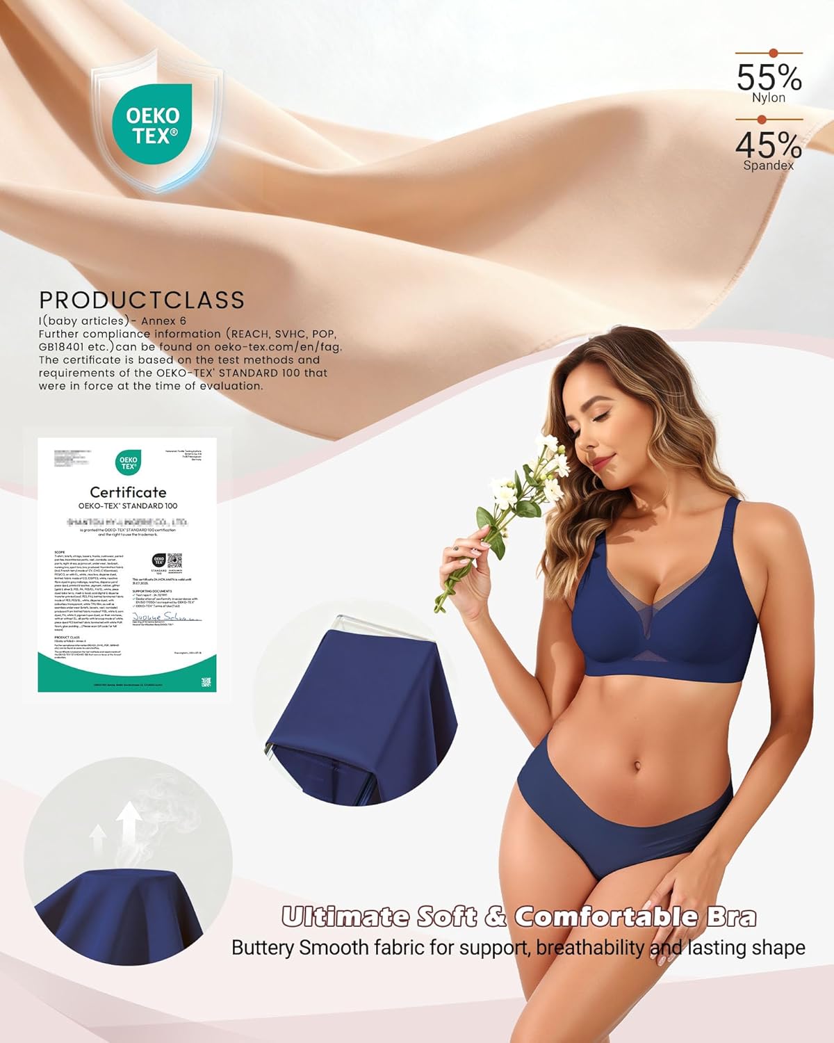 As Fairy Seamless Mesh Deep V Push-up Wireless Bra with Support and Lift Soft Bras for Women
