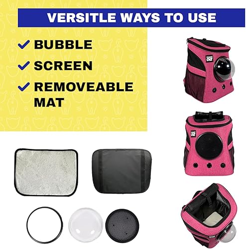 Miniatura 3 de Fat Cat Mochila Transportadora - Transportadora para Gatos Aprobada por Aerolíneas con Burbuja de Cápsula Espacial para Gatos Pequeños, Gatitos -