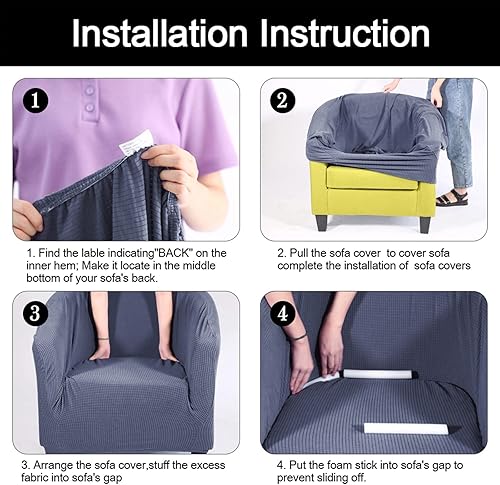 Miniatura 5 de SearchI Funda elástica para silla club, fundas elásticas para sillas barrel de color sólido, fundas para sillas tub de spandex, funda de sofá de