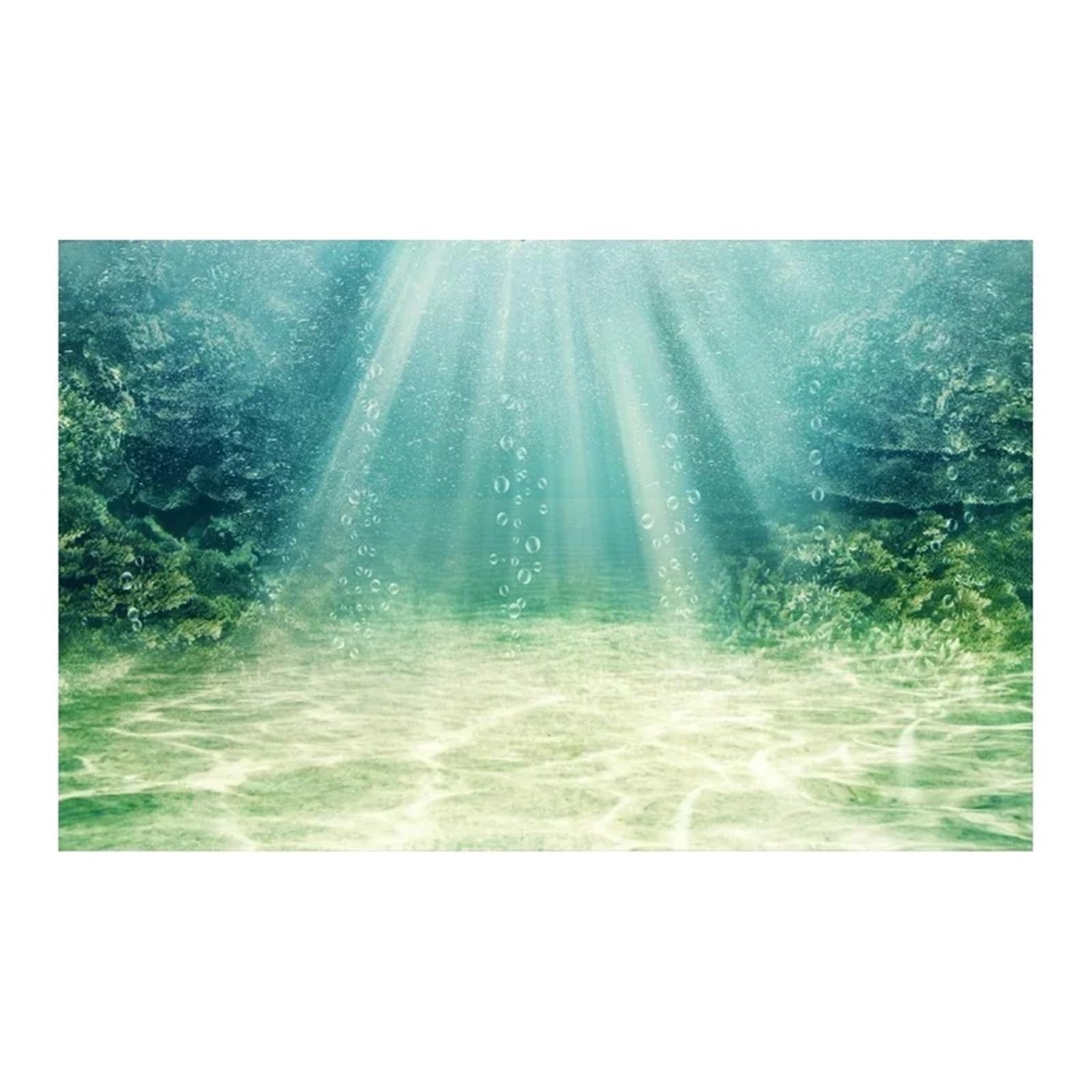 Fond D'Aquarium Affiche de Fond d'aquarium 3D, Autocollant adhésif en PVC, arrière-Plan du Monde sous-Marin, Autocollant de Fond de Plantes d'océan et de mer(White,54x122cm)