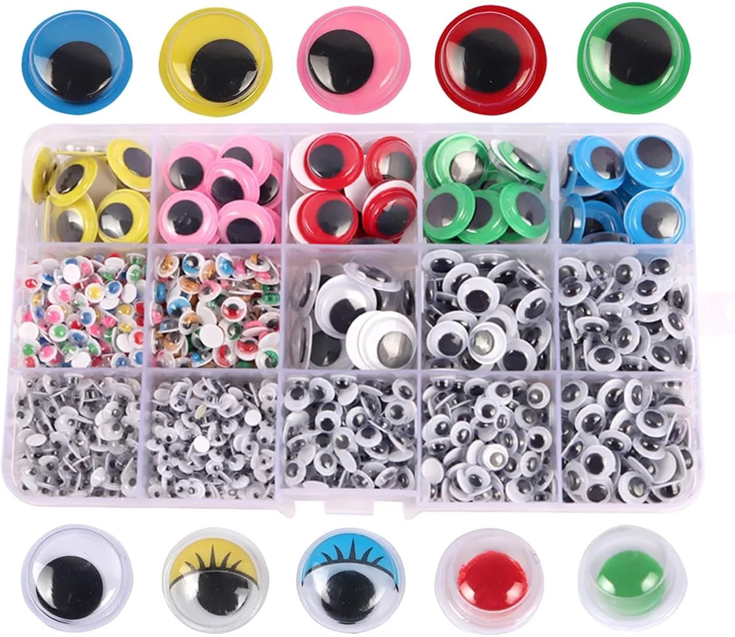 Self-Adhesive Wiggle Eyes 1500/3000/4500pcs Movable Self-Adhesive Eyes Wiggly Googly Animal Eyeball DIY Crafts(3box)