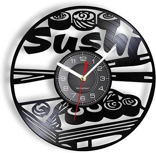 OTKU Reloj de pared de cocina japonesa de 12 pulgadas, rollo de sushi, rollo de vinilo personalizado, sushi bar, sashimi japonés, restaurante