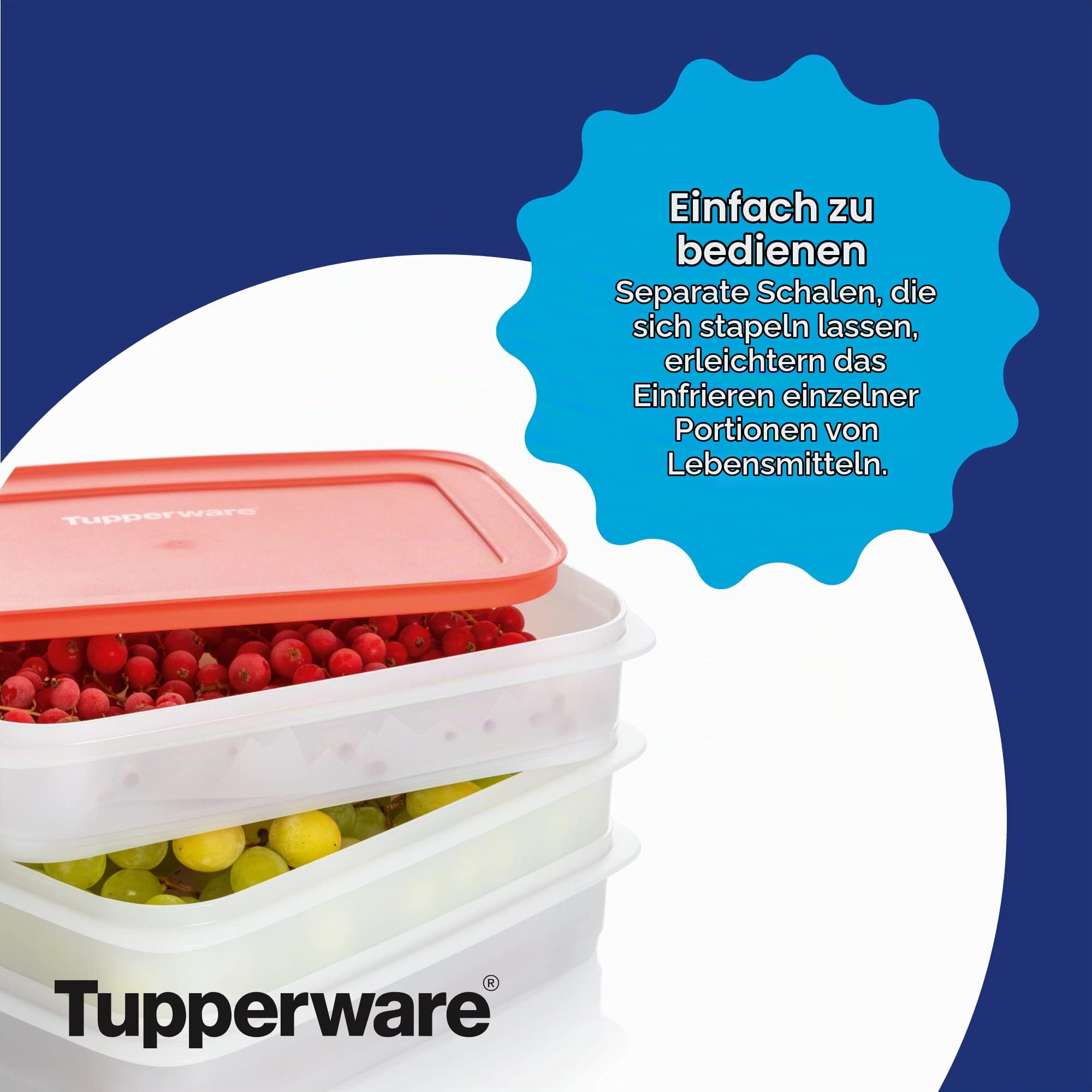 Tupperware Brand Freezer Mates Plus Stapelbares Set – inklusive 1 Deckel und 3 Frischhaltedosen – luftdicht, spülmaschinenfest und BPA-frei Küche, Haushalt & Wohnen