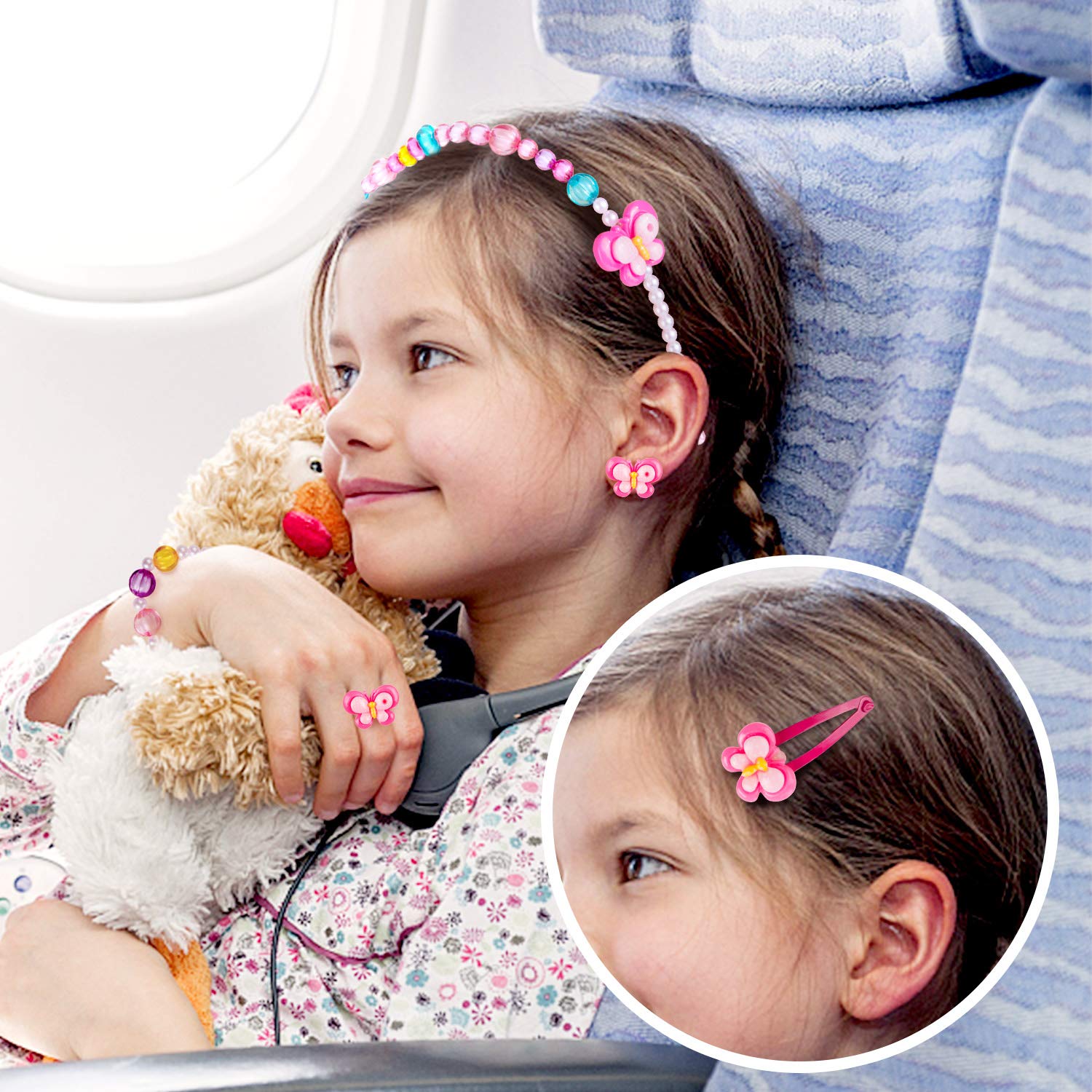 Comius Sharp Girls Princess Borse, Gioielleria per Bambini Bambine Simpatiche Borse, in Peluche con Collana Bracciale Anello e Orecchini Set, Borsetta da Principessa per Vestire fingere (Blue)