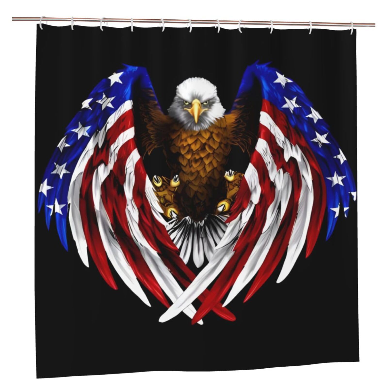 Klgrtjhk Plastic Usa Flag Patriotic Eagle Shower Curtain 72X72in Bathroom Curtain﻿