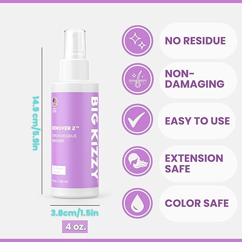 Miniatura 5 de Big Kizzy Removedor de extensiones de cinta (8 onzas) y removedor de residuos de cinta (4 onzas), Big Kizzy Remover 1 + Remover 2 - El sistema de