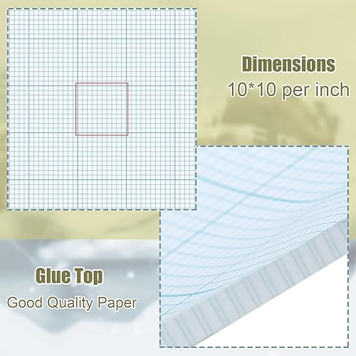 Miniatura 3 de Ctosree 6 blocs cuadrilares de 8.5 x 11 pulgadas, 10 cuadrados por bloc de papel cuadriculado, bloc de sección transversal para dibujo de