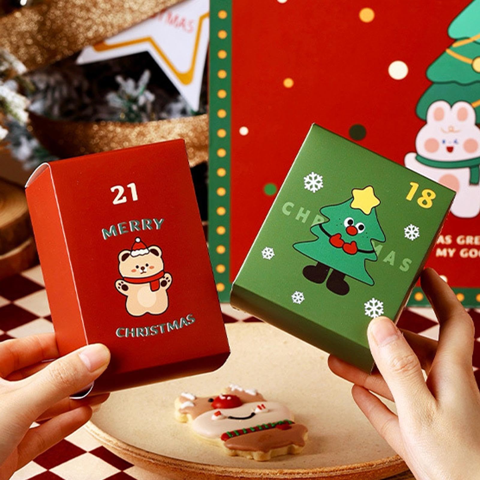 Calendario per conto alla rovescia natalizio, da collezione, 24 scatole