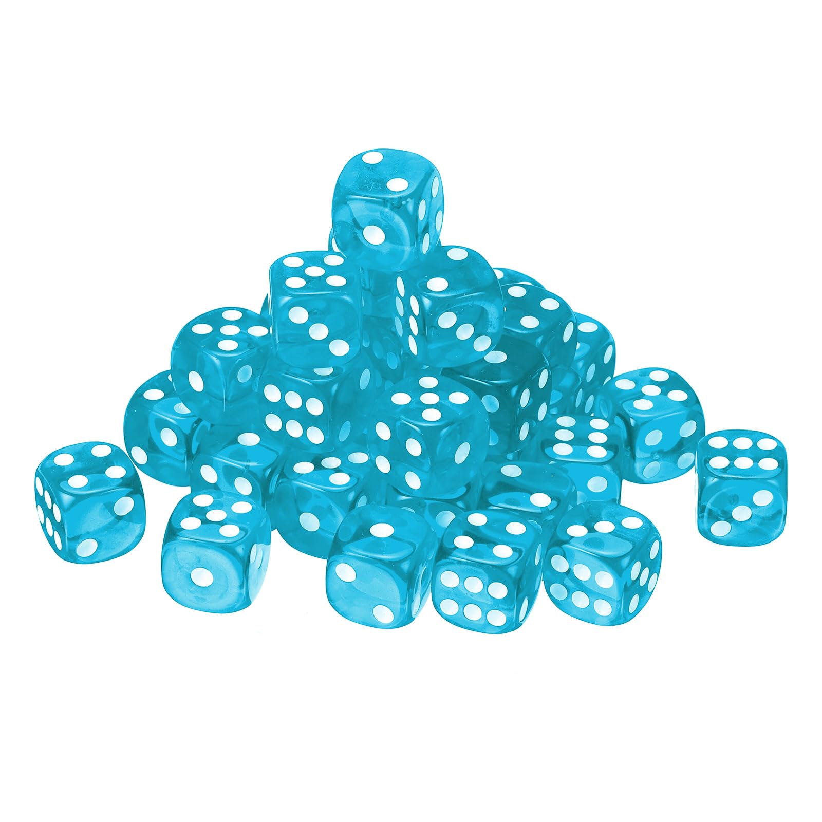 sourcing map 36Pcs 6 Sided Acrylic Dice, 16mm/0.63" Rounded Corner Translucent Colored D6 Game Dice for Theme Party Fun Table Board Games, Light Blue