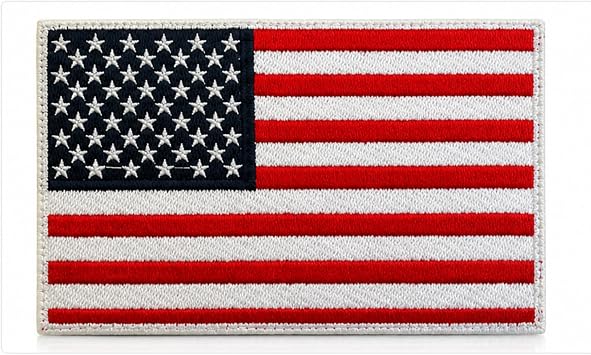 American USA Flag Hook & Loop, US Embroidered Sew On Patch National Emblem with White Border, USA Flag 5"x 3"