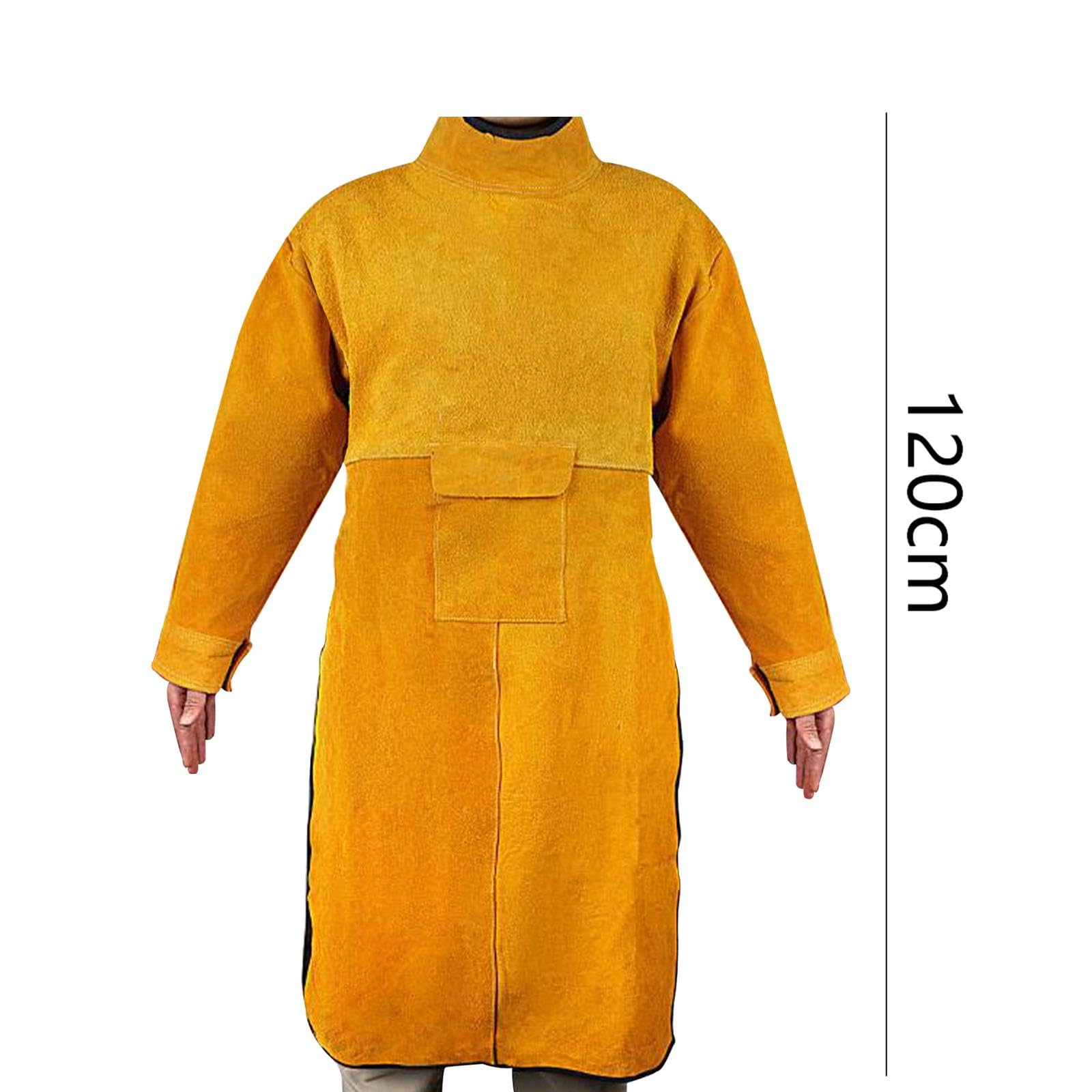 Tablier de Soudage à Manches, Veste de Soudage Ignifugée, Vêtements de Protection pour Soudeurs et Charpentiers (hommes et Femmes), Longueur 120cm