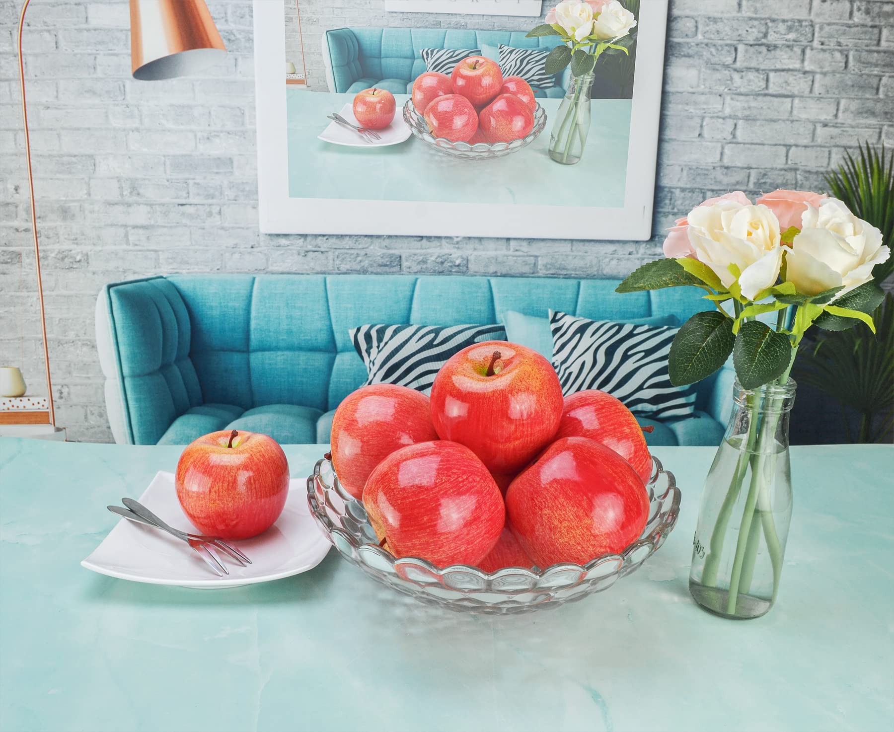 8 Pommes Artificielles En Mousse - Décoration Maison Cuisine Fête - Réalistes, Magnétiques - Rouge