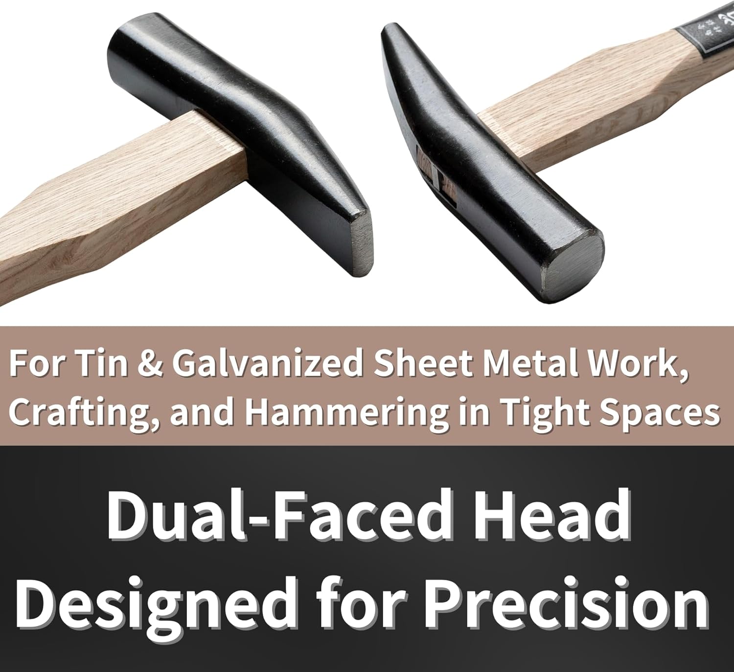 Sheet Metal Hammer 15 oz, Heavy Duty Forged Japanese Steel Head, Tinners Hammer Hand Tool for Setting, Riveting, Mechanic Purpose, Wood Handle, Made in JAPAN