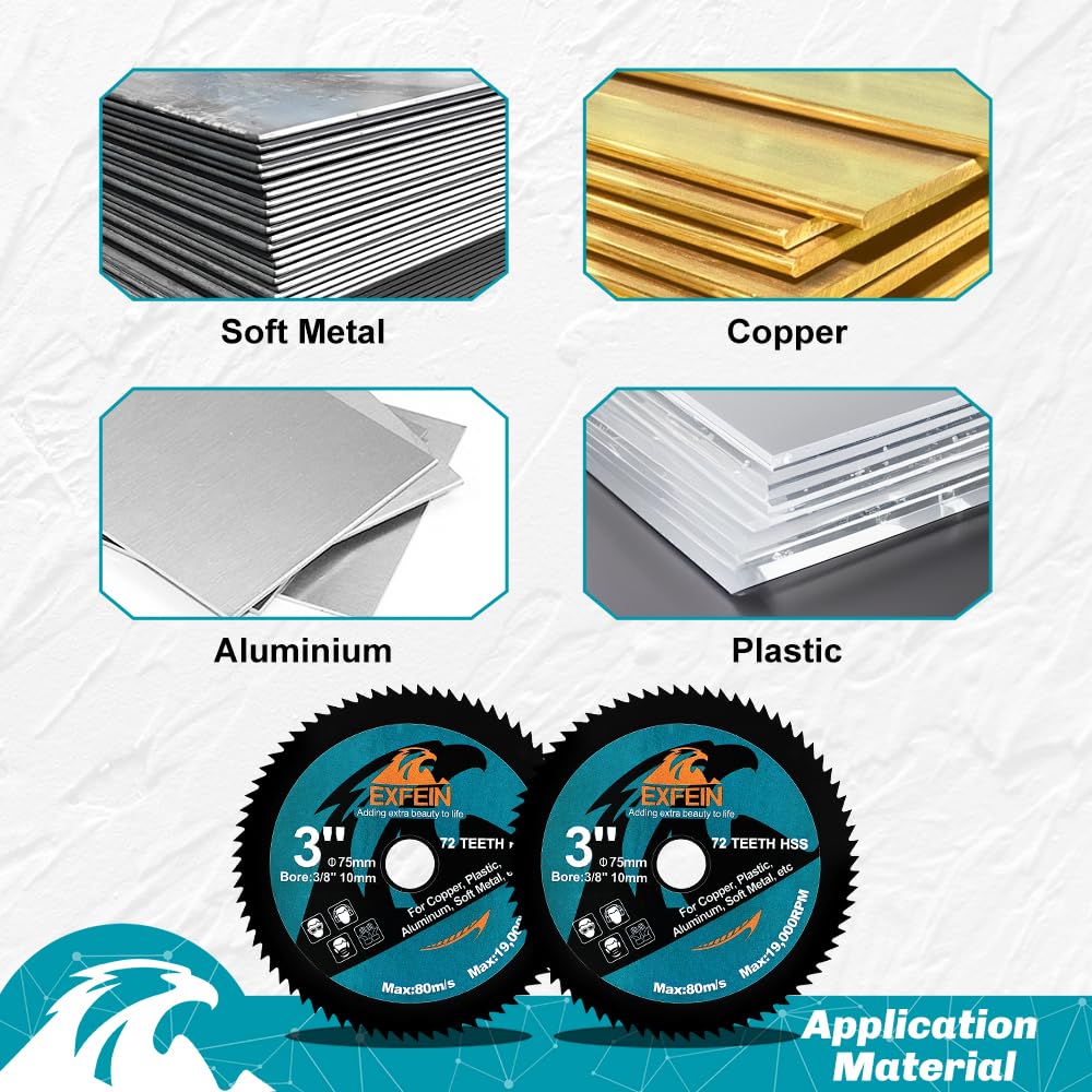 3 Inch Circular Saw Blades Sets for Metal & Wood Cutting, 75mm Cutting Discs Fits Angle Grinder with 3/8"(10mm) Arbor