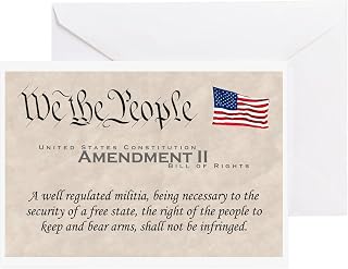 CafePress Amendment II W/Flag Folded Greeting Card Matte