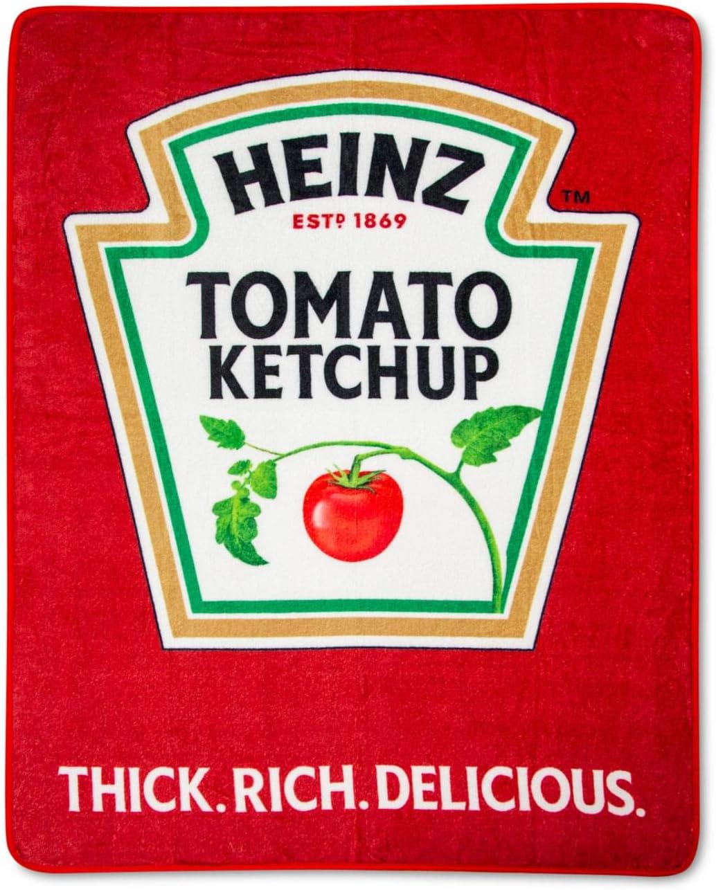 Toynk Heinz Ketchup Logo Plush Throw Blanket | Cozy Sherpa Wrap Covering for Sofa, Bed | Super Soft Lightweight Fleece Blanket | Geeky Home Decor | 45 x 60 Inches