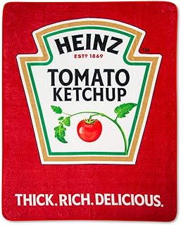 Heinz Ketchup Logo Plush Throw Blanket | Cozy Sherpa Wrap Covering for Sofa, Bed | Super Soft Lightweight Fleece Blanket | Geeky Home Decor | 45 x 60 Inches