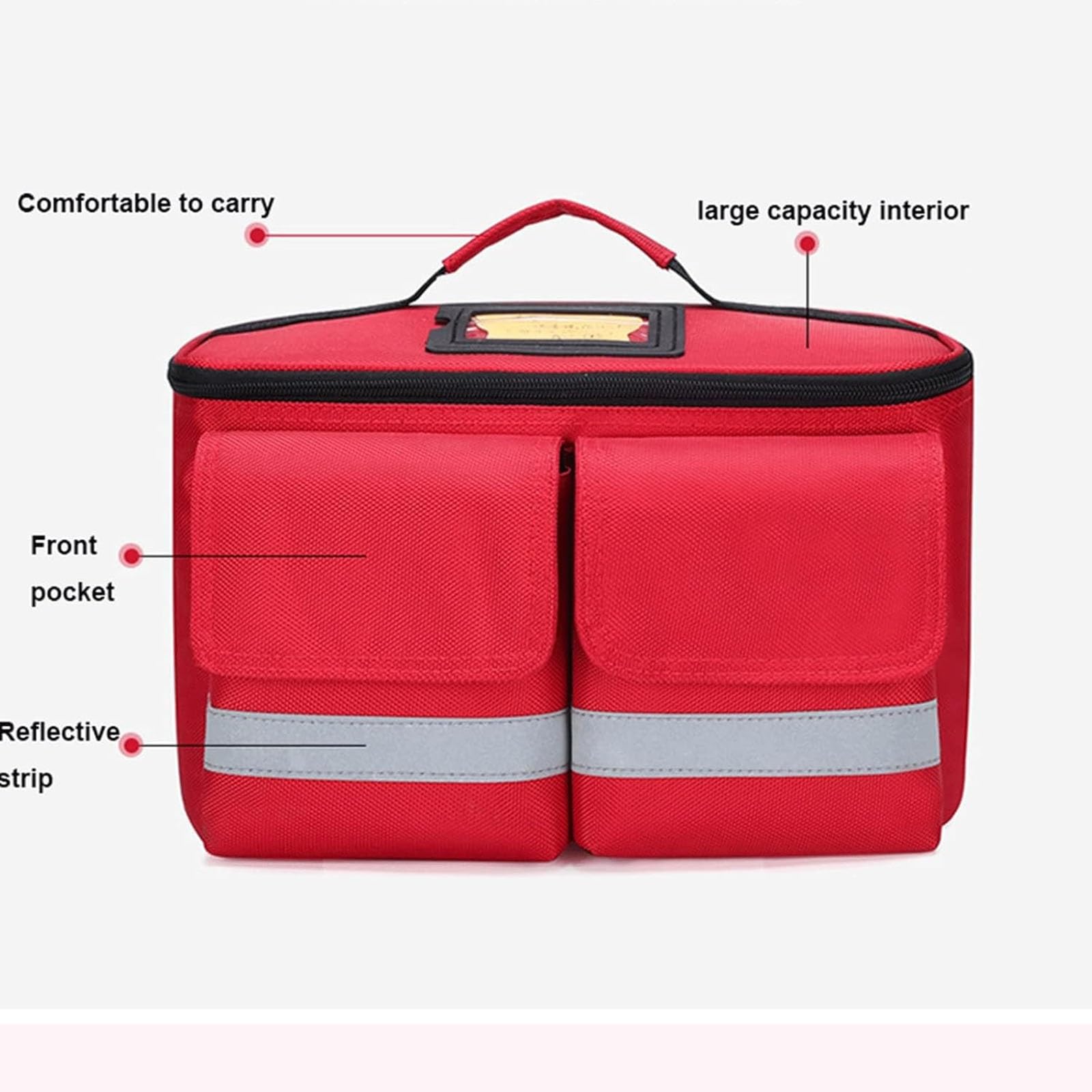 Botiquín De Primeros Auxilios portátil Vacío, bolsa de primeros auxilios con múltiples bolsillos y banda reflectante, correas ajustables, botiquín de emergencia para el hogar, exteriores, camping(Red)