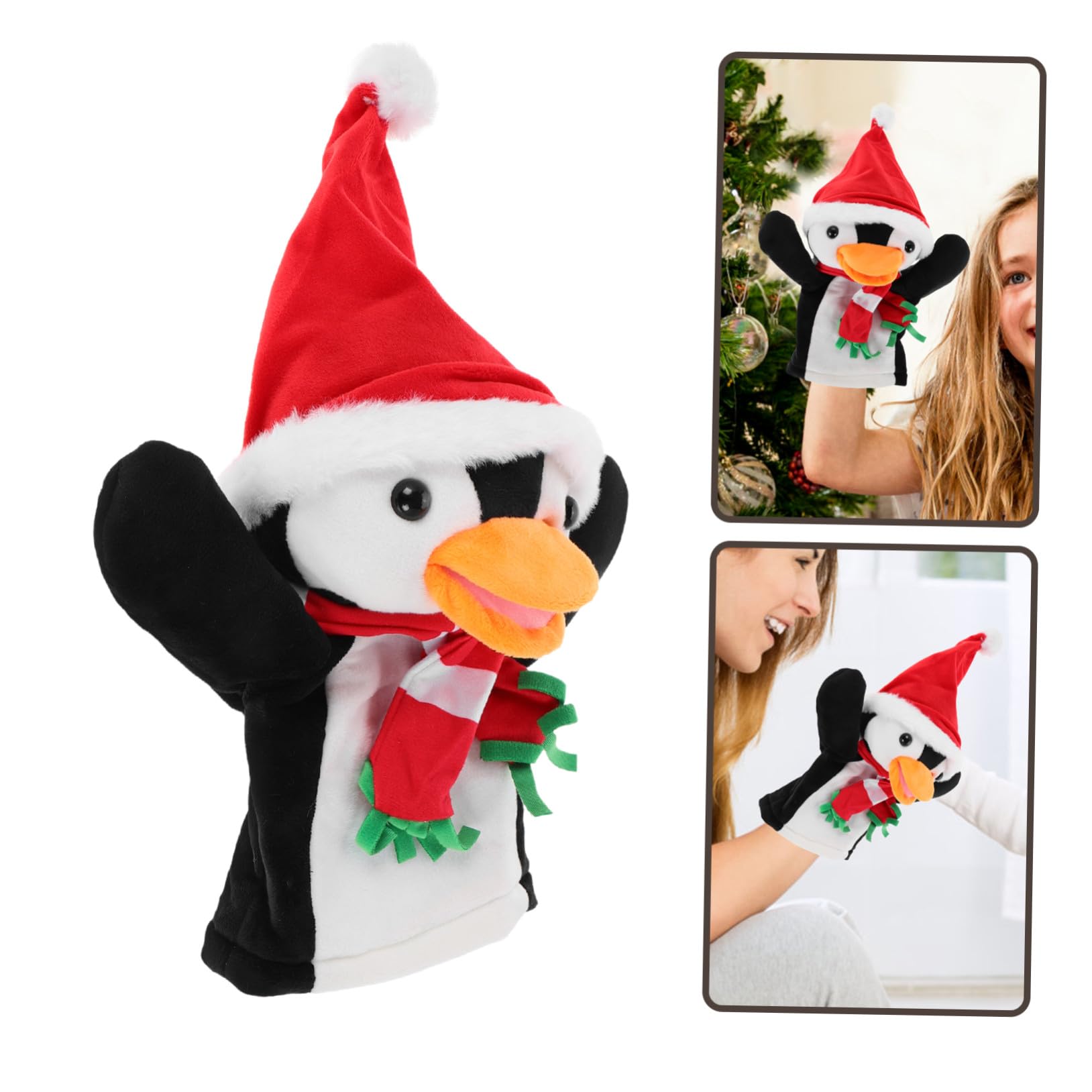 FRCOLOR 4 Pièces Marionnettes à Doigts Pingouin de Noël Peluche Douce Jouets Interactifs Parent-garçon Fille pour Raconter des Histoires Décorations Festives Mignonnes pour Garçons et