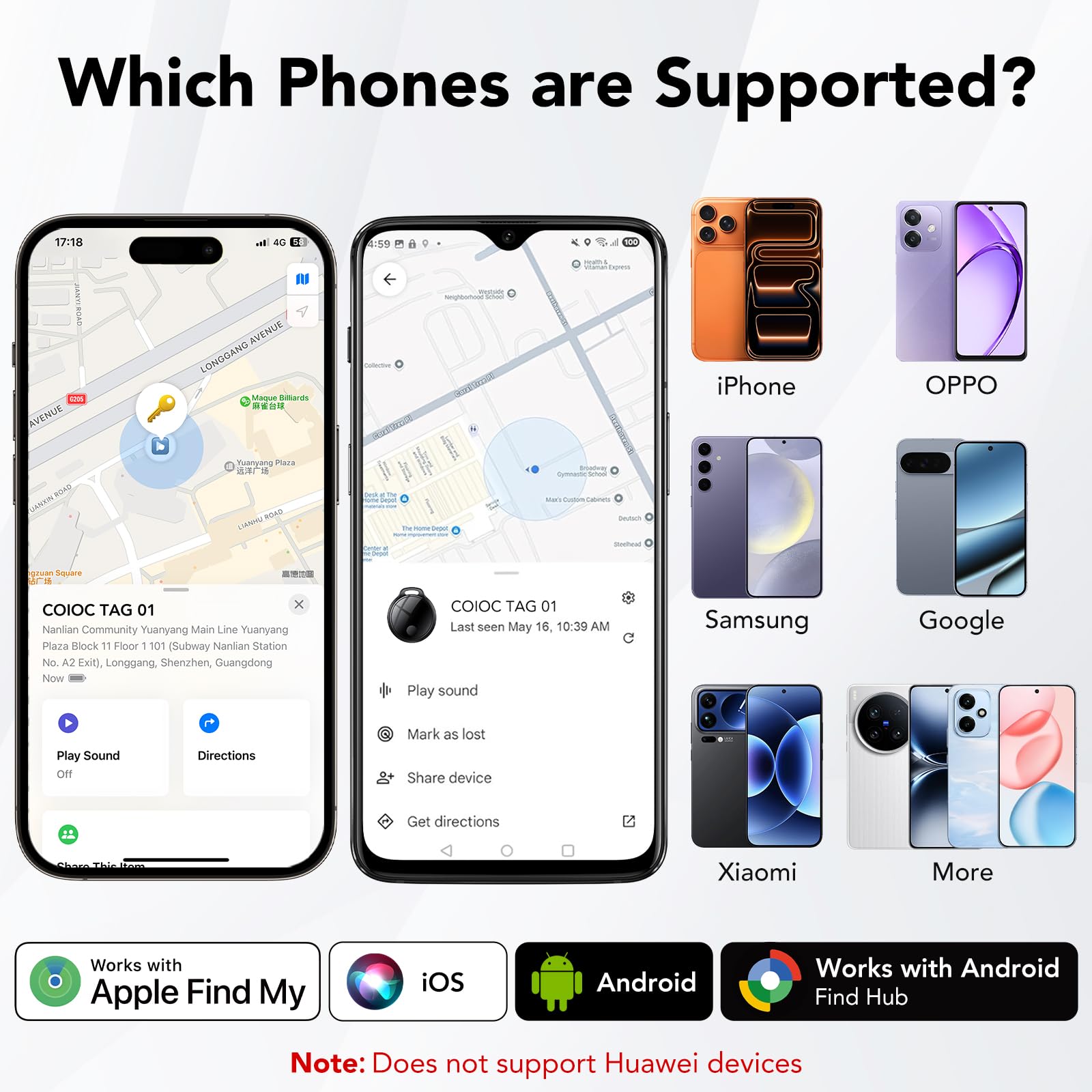 Air Tracker Tags – Lot de 1 : (iOS Uniquement) Application « Find My » (iOS) – Noir, Batterie remplaçable