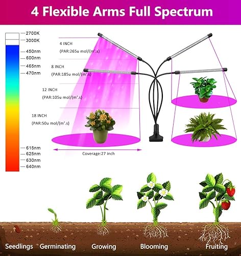Miniatura 10 de Luces de cultivo de plantas para plantas de interior de espectro completo, luces LED para plantas de piso para cultivo en interiores con soporte