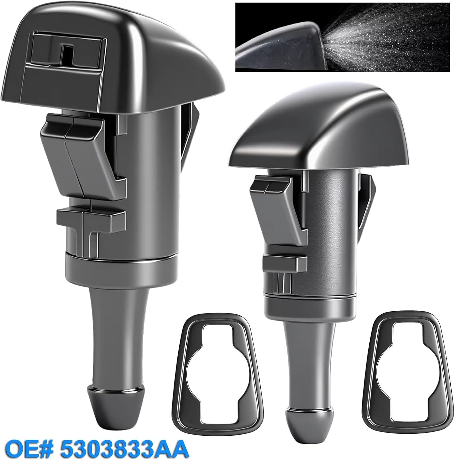 Car Wiper Washer Sprayer Replacement for Dodge For Journey 2009-2012 For Magnum 2006-2008 OEM 86636FG051 2PCS Front Windshield Washer Nozzle Repairs