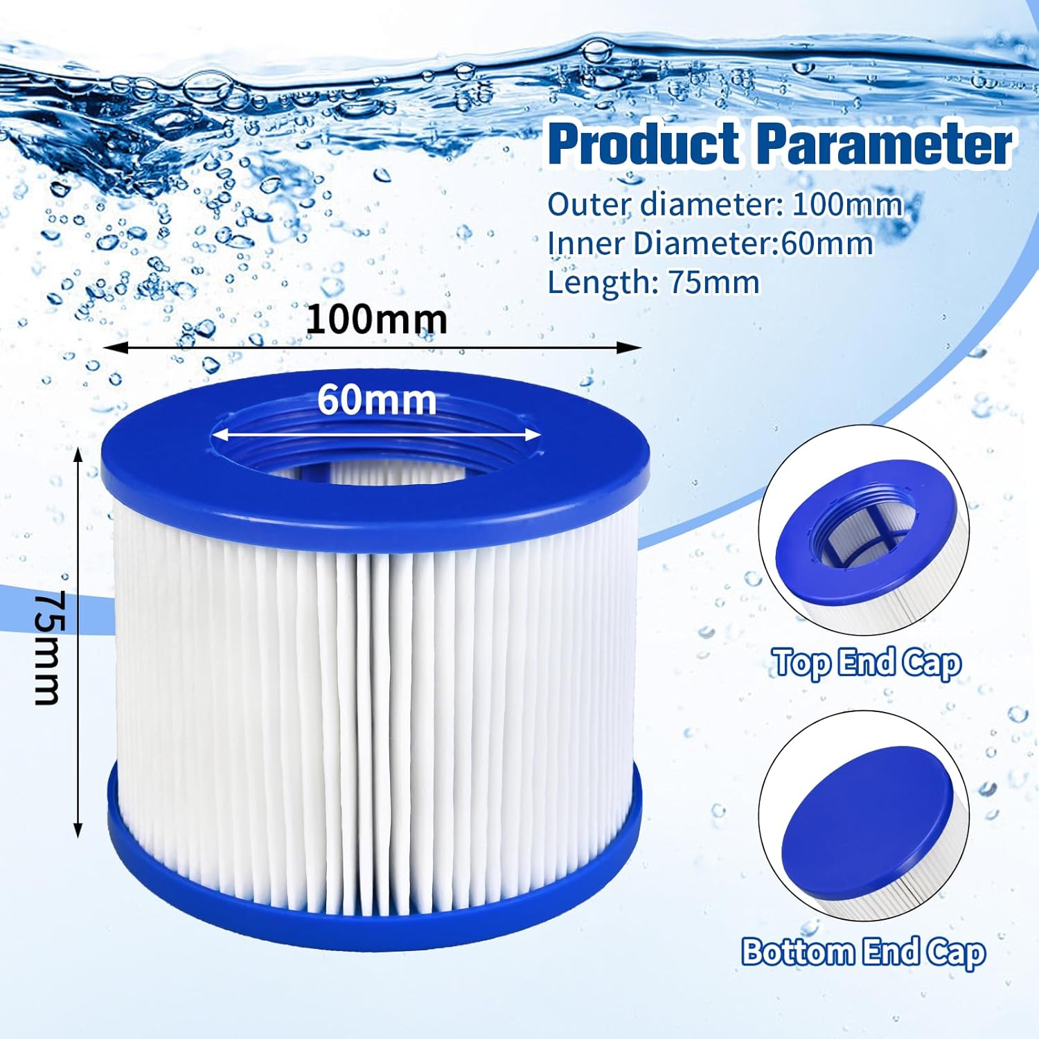 Hot Tub Replacement Filter Cartridges,Compatible with All Relxtime, Aleko, Wejoy, Aquaspa Hot Tubs,Screw-in Spa Filters for Inflatable Hot Tubs & Massage Pools(8 Pack)