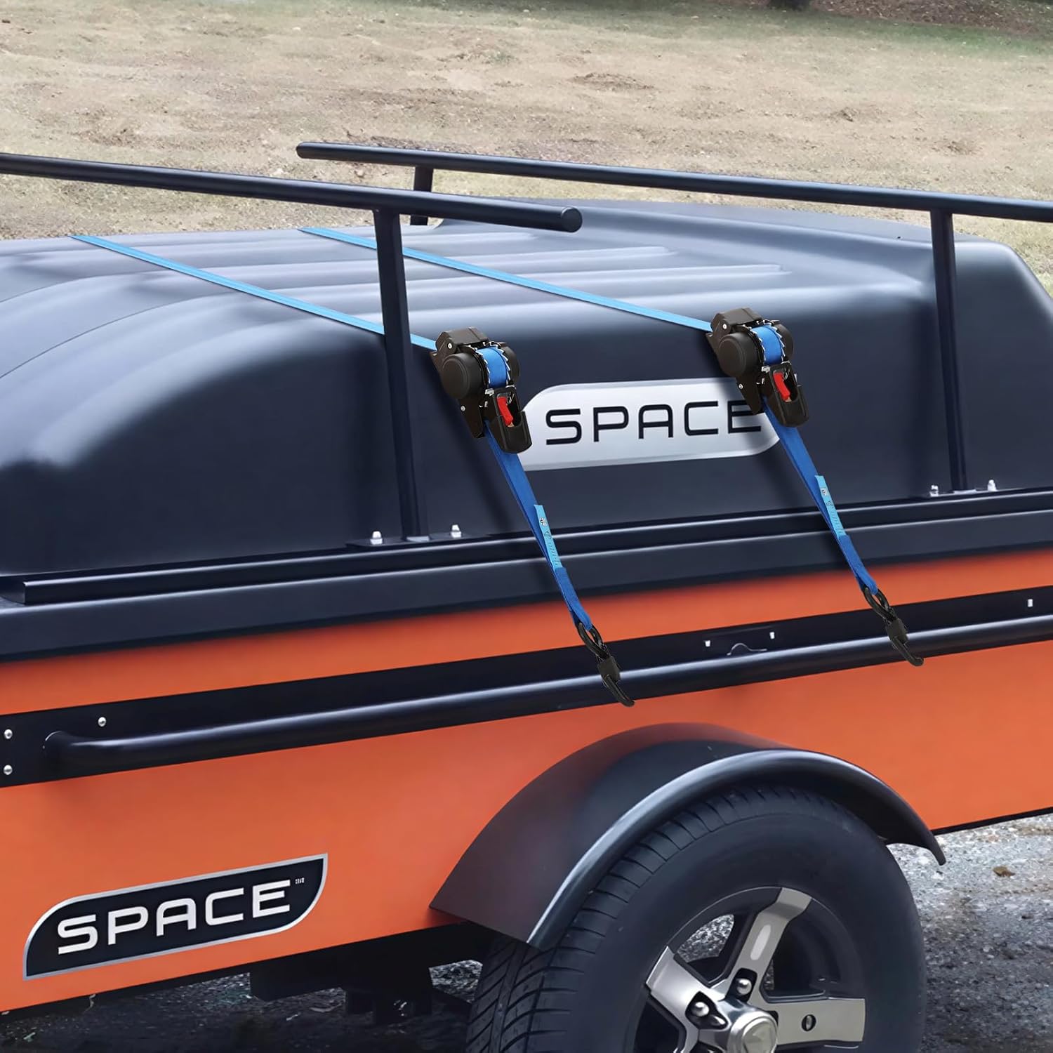 ANLULOAD Retractable Ratchet Strap,Retractable Tie Down Strap for Motorcycles, Boats,Atvs,Utvs. (1In*9.8Ft) Blue