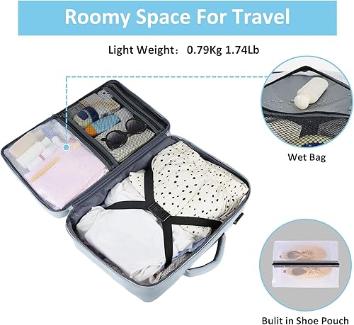 Vista 70 de Taygeer Mochila de mano para mujer, mochila de viaje de 35 litros para mujer, aprobada por aerolíneas, bonita bolsa de viaje para artículos Azul