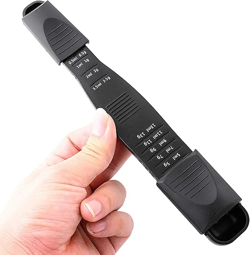 Miniatura 4 de Cuchara medidora ajustable de doble cara, cuchara dosificadora con nivelador en gramo y ml, para ingredientes secos o líquidos, hornear, cocinar,