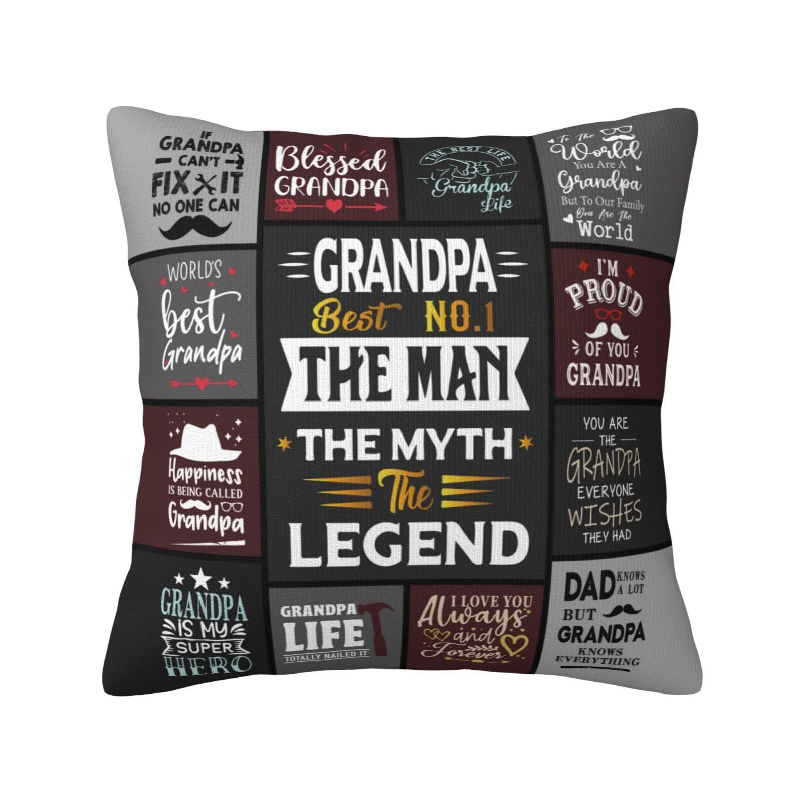 Grandpa Gifts - Grandpa Gifts from Grandkids - Best Grandpa Birthday Gift - Unique Birthday Gifts for Grandpa from Granddaughter, Grandson, Grandchildren Throw Pillow Cover 18x18 Inch